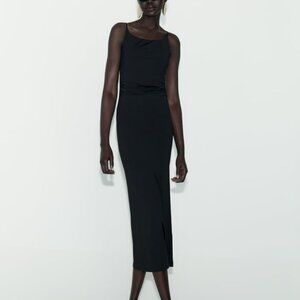 ZARA BLACK FITTED LONG DRESS